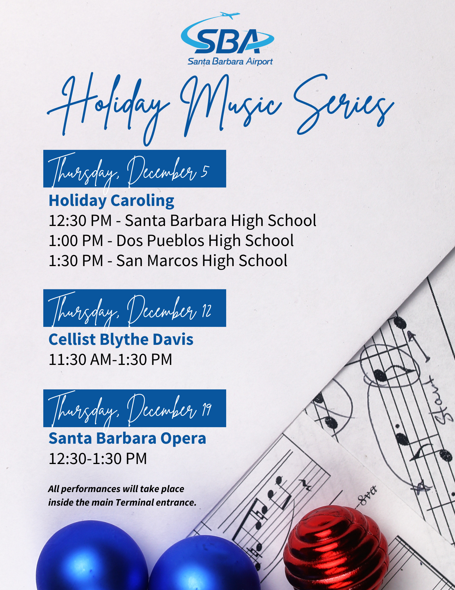 Holiday Music Series at SBA Fly SBA